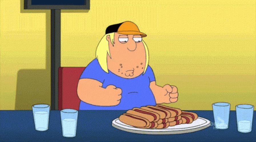 Chris Griffin Eating Hot Dog