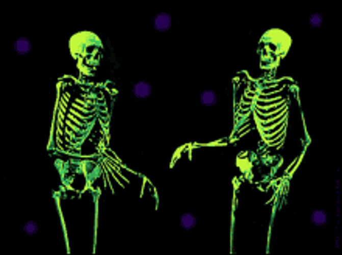 Dancing Skeletons Neon Green