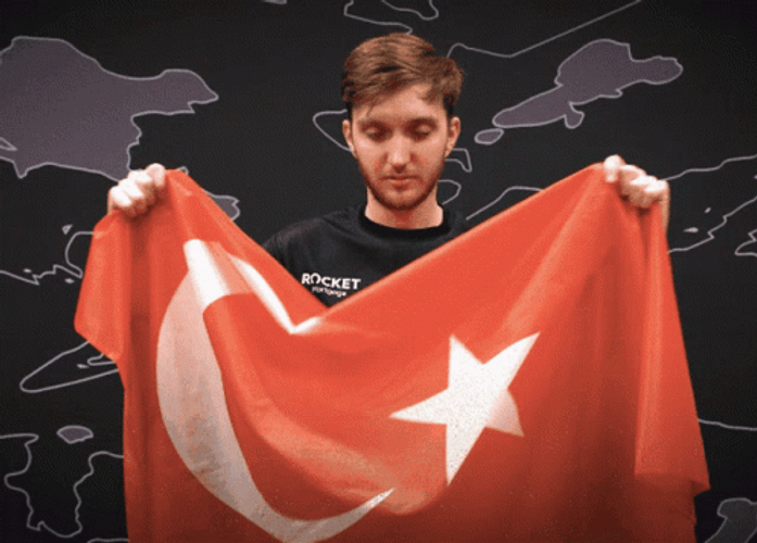 Man Raising Turkey Flag