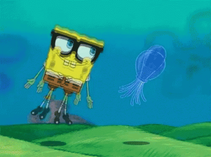 Spongebob Swimming With Jellyfish