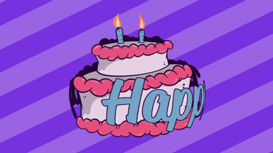 Happy Birthday Cake Spin Retro Art