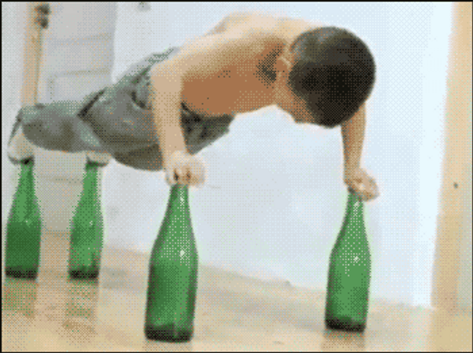 Exercise Push-ups Bottles Boy