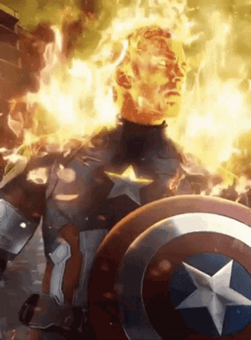 Fiery Lit Captain America