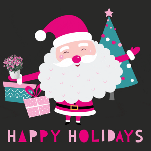 Happy Holidays Pink Santa