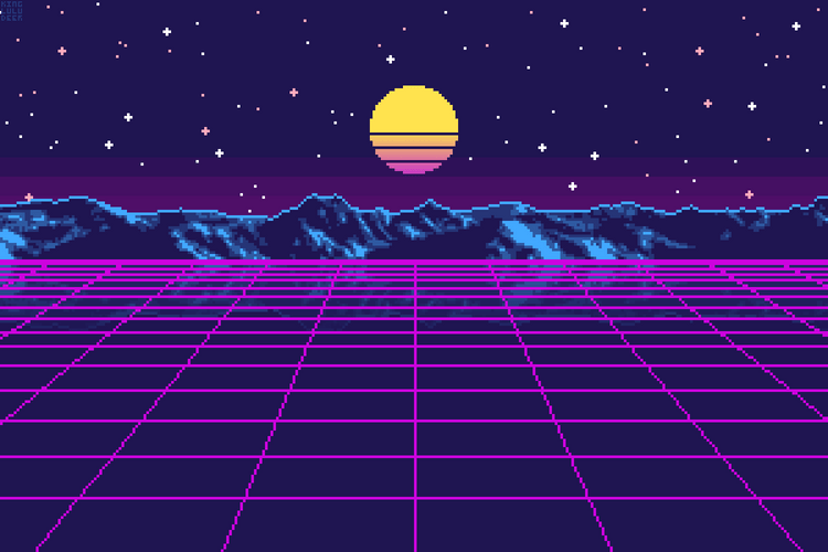 Retro Pixel Landscape Animated