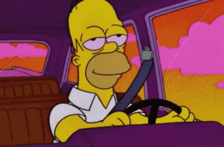Homer Simpson Driving High