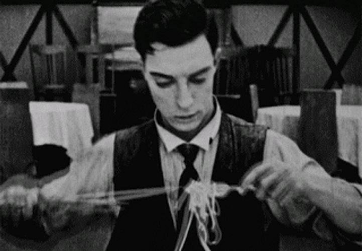 Buster Keaton Eating Pasta