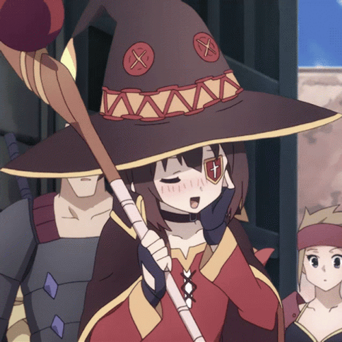 Megumin Speaking While Touching Her Face