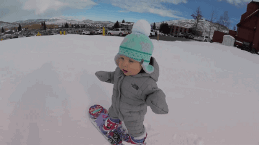 Baby Snow Boarding