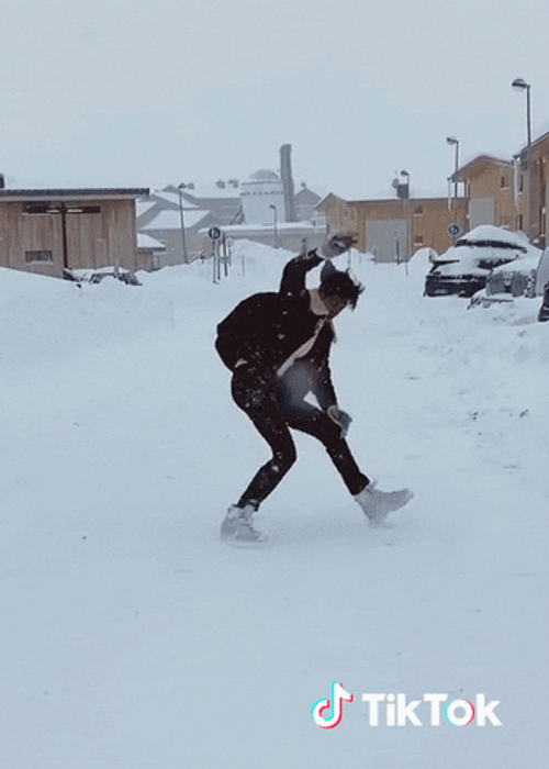 Tiktok Guy Loses Balance In Snow