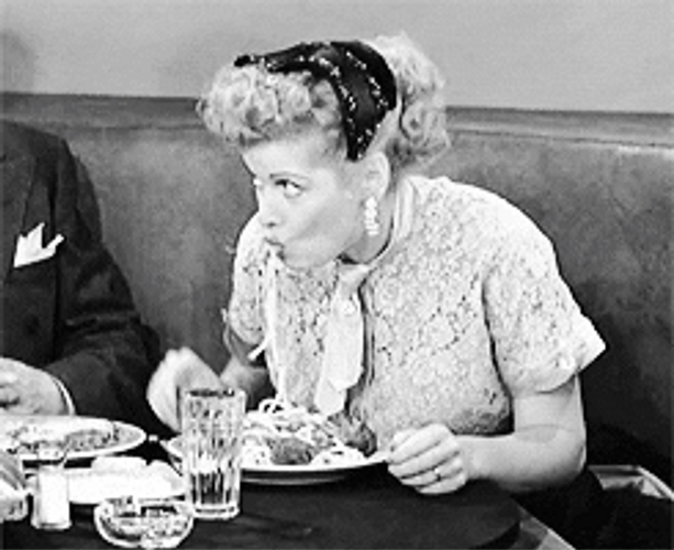 Lucille Ball Eating Pasta
