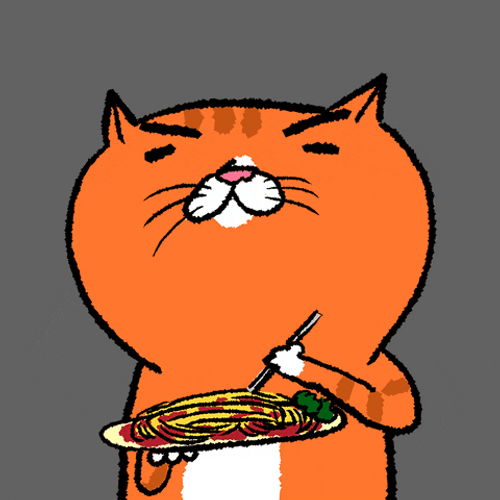 Neko Cat Eating Pasta