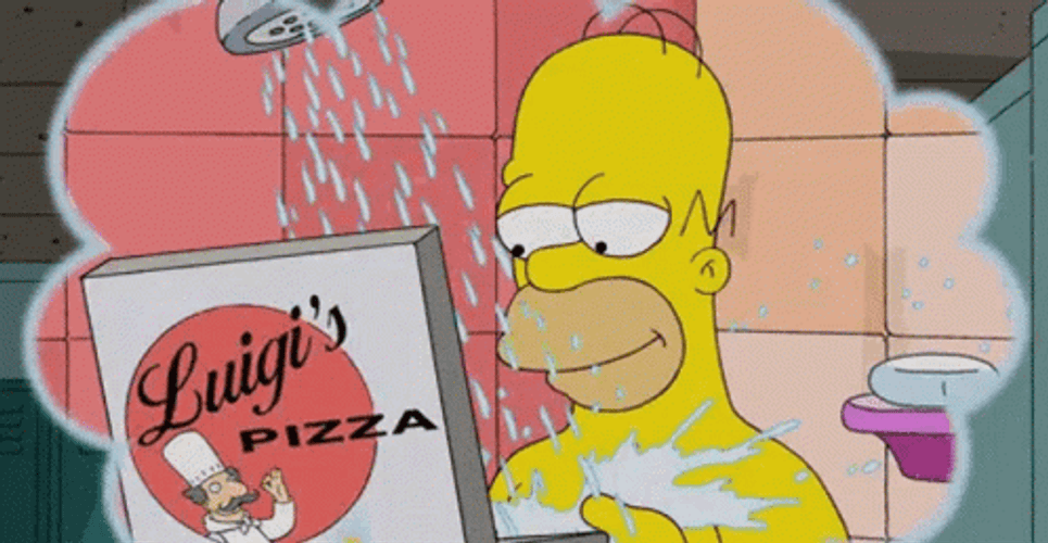Homer Simpson Eating Pizza