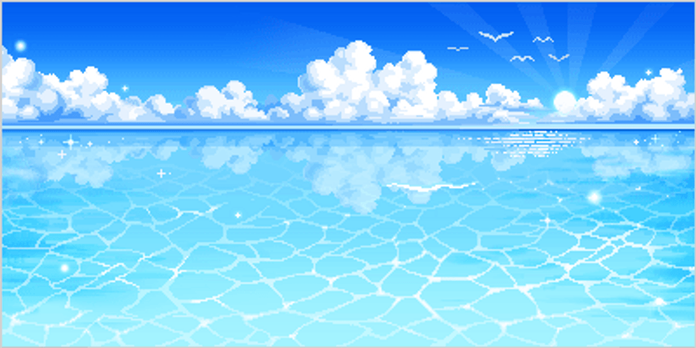 Blue Water Scenery Pixel