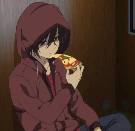 Sad Anime Eating Pizza