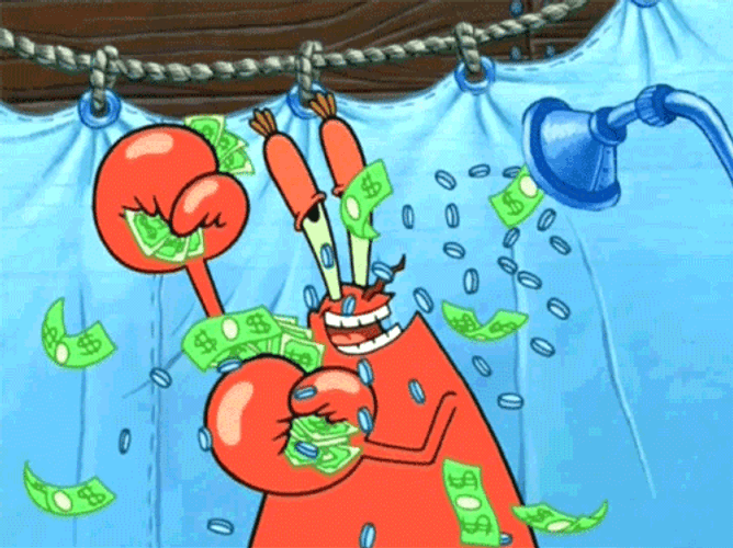 Mr Krabs Showering With Money