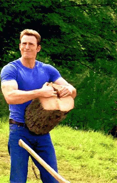 Captain America Ripping Wood