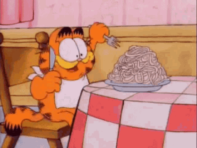 Garfield Eating Pasta