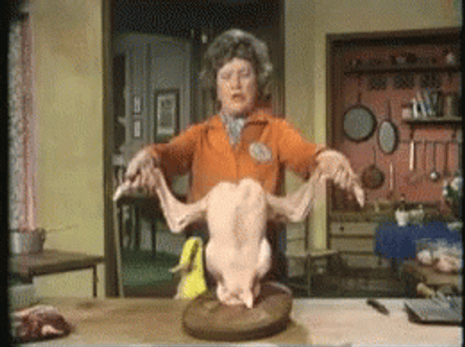 Julia Child Shaking Turkey