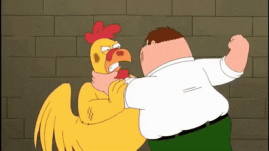 Peter Griffin And Chicken Fighting