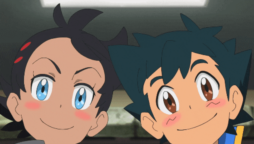 Blushing Ash And Goh Pokemon