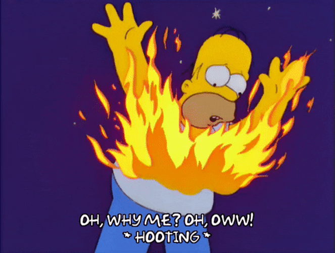 Homer Simpson Burning In Fire
