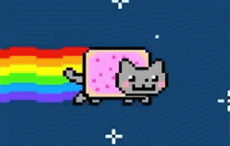 Nyan Cute Cat Animated Rainbow Night