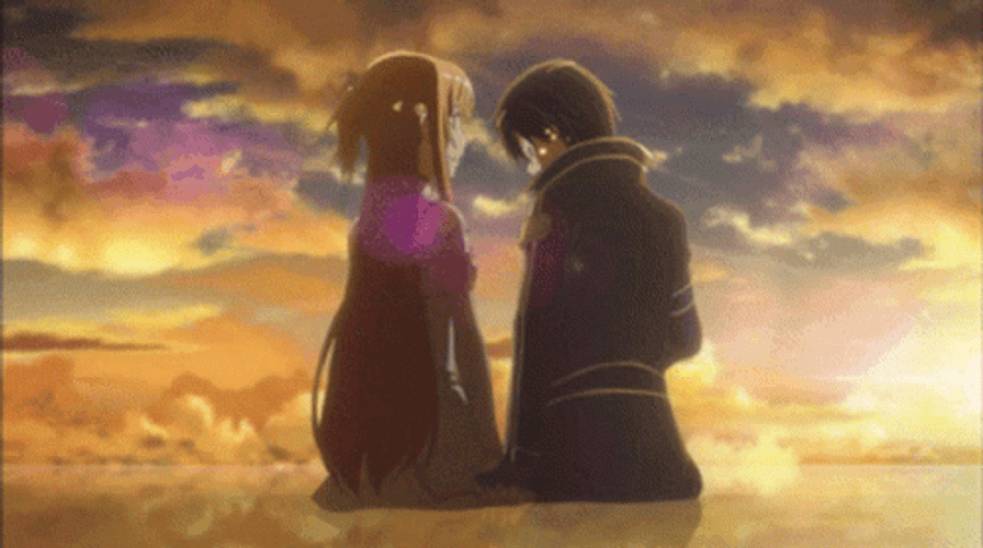 Anime Couple Kirito Asuna Sunset