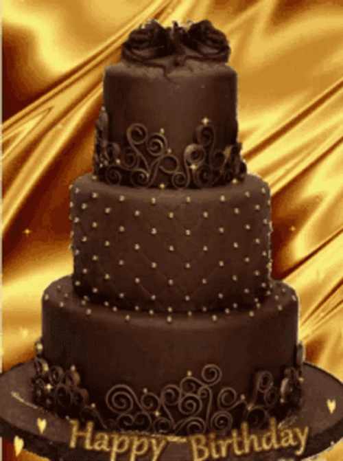 Happy Birthday Cake Gold Chocolate