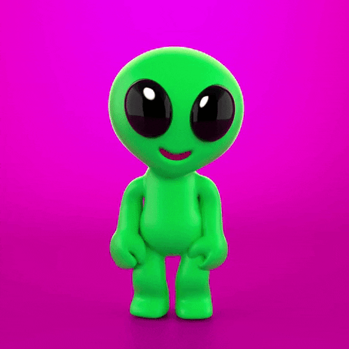 Dancing Skipping Green Alien