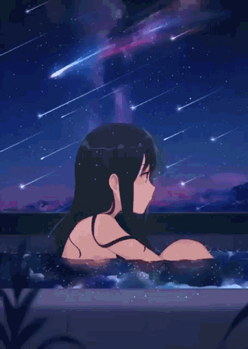 Meteor Star Shower Anime Girl