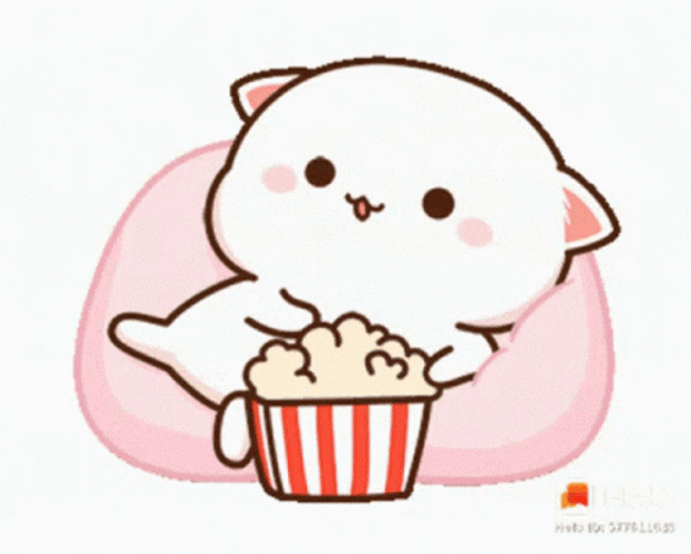 Peach Cat Eating Popcorn