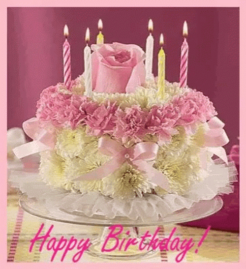 Pink Candle Birthday Cake