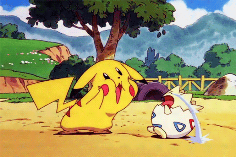 Pikachu Teasing Togepi Crying