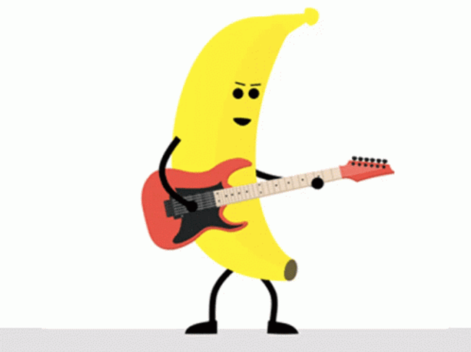 Cool Yellow Banana Playing Guitar