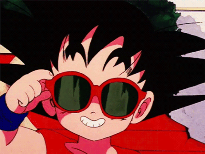 Young Goku Peace With Sunglasses