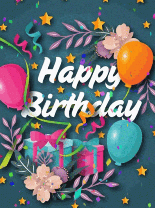 Animated Happy Birthday Greetings Confetti
