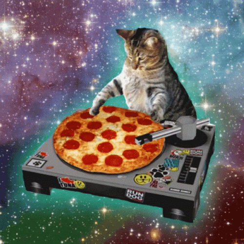 Dj Space Cat Pizza Colorful Galaxy