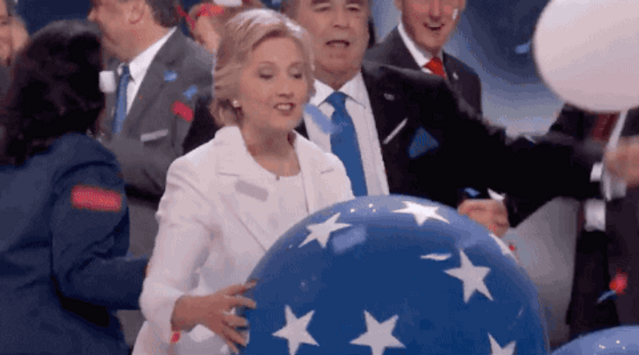 Hillary Clinton Throwing Balloon