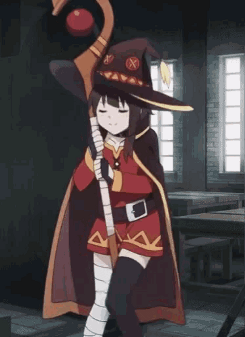 Megumin Moving With Her Wand
