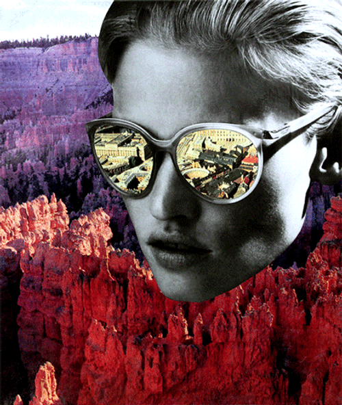 Collage Art Girl Mountains