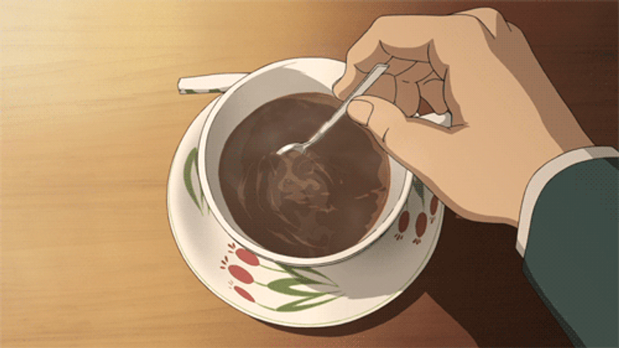 Anime Stirring Coffee