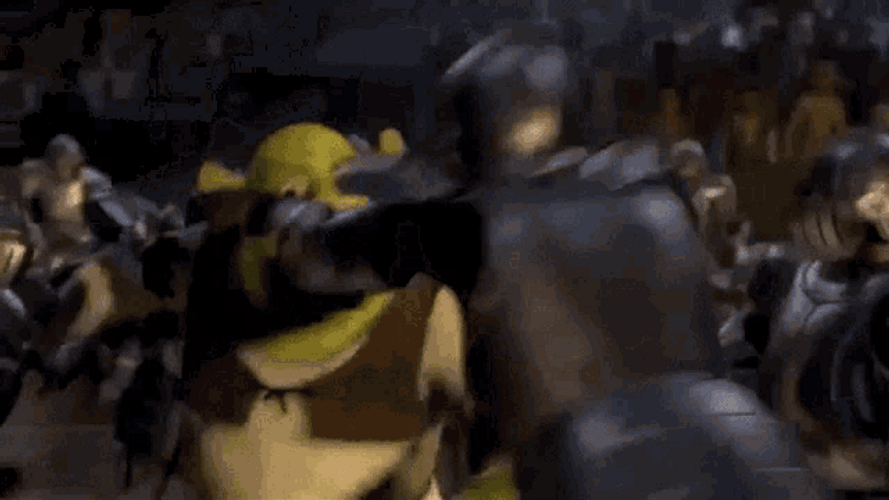 Shrek Fights Off Guards