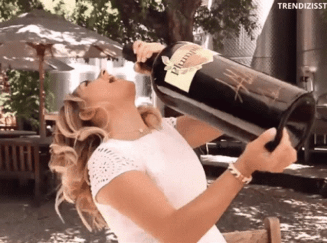 Drinking Big Wine Bottle