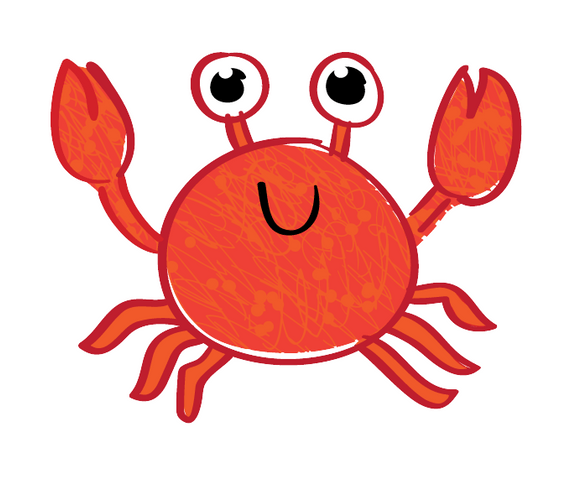 Crab Happy Doodle Cartoon