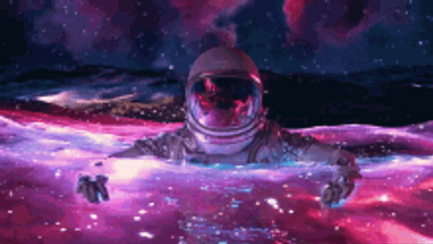 Astronaut Floating In Space Sea