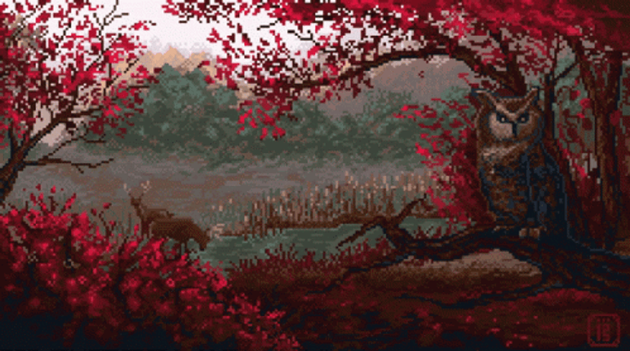 Pixel Art Autumn Trees