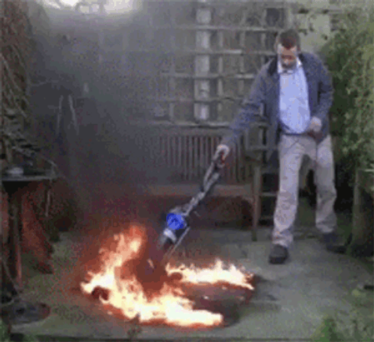 Man Vacuuming Fire