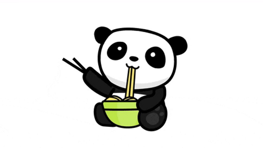 Panda Eating Noodles Cartoon