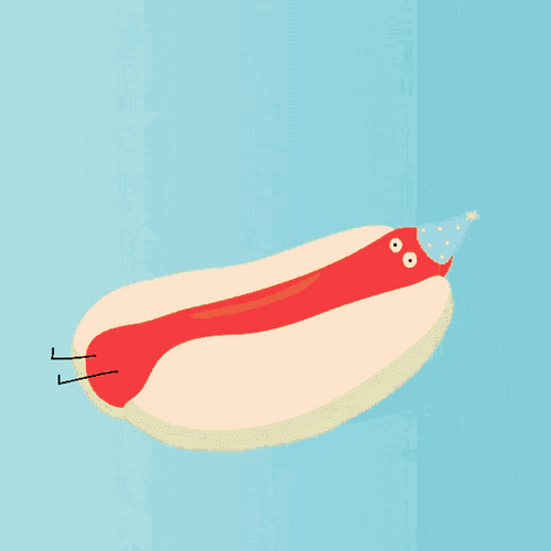 Cartoon Hot Dog Food With Mustard